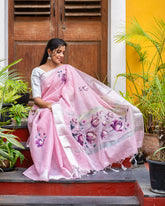 SC4886 - Linen saree with sticker print